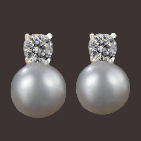 Boucle d'oreilles perle et diamant moissanite