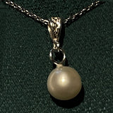 Mignon pendentif avec collier en Argent 925 avec Perle ronde d'Eau Douce