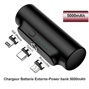 Mini batterie externe Power bank Noir pour smartphone